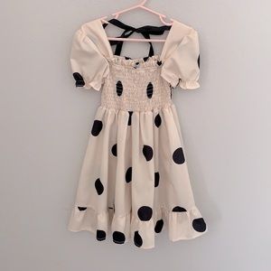 Vintage Girl Black & Ivory Polka Dot Dress